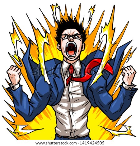 business man angry shout illustration