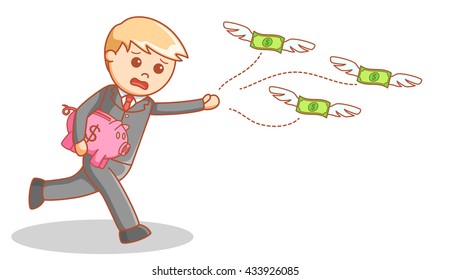 Business Man Losing Money Illustration