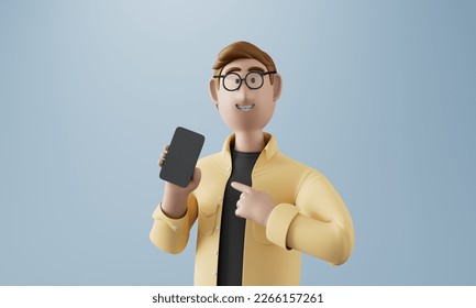 Business man recommending a mobile phone .3d illustration. - Powered by Shutterstock