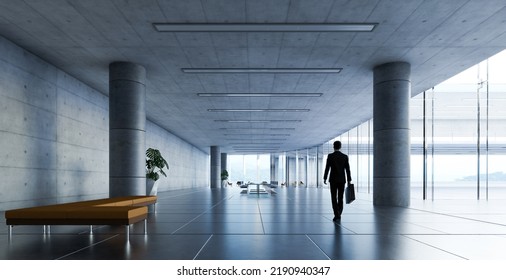 Business man walking in the office corridor, Realistic 3d rendering - Powered by Shutterstock