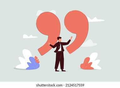 Business Motivation Speech, Pep Talk Abstract Concept. Symbol Of Quote, Message, Announcement. Minimal  Illustration. Public Speaker. A Businessman Giving A Speech. Motivational, Citation