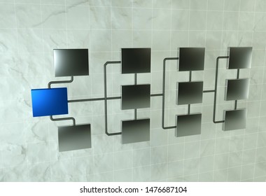 Business Network Topology 3d Render. Concept Of Network Hierarchy