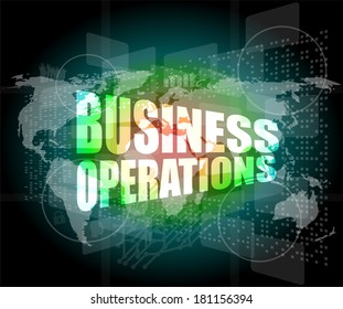 Business Operations Word On Digital Touch Screen