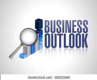 Business Outlook Business Graph And Magnify Illustration Design Over A White Background