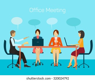 Business People Man Woman Meeting Table Stock Illustration 320024792 ...