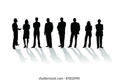 Business People Silhouette On White Background