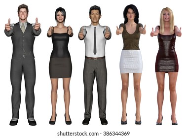 Business People Smiling and Showing Thumbs Up on White  - Powered by Shutterstock