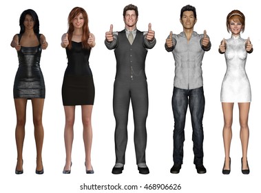 Business People Smiling and Showing Thumbs Up on White  3d Illustration Render - Powered by Shutterstock