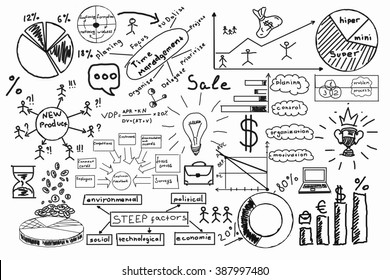 Business Doodles Handdrawn Sketch Set Stock Vector (Royalty Free ...