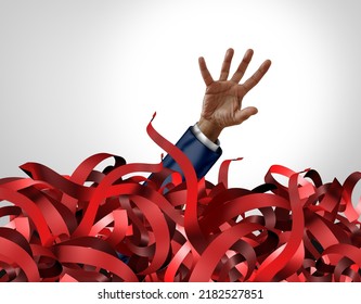 Business Red Tape And Bureaucratic Management Problems And Corporate Regulations Or Government Regulatory Bureaucracy Problem With 3D Illustration Elements.
