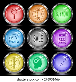Business set. Internet button. Raster illustration.