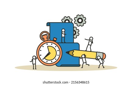 Business Student Plan Work Full Time Entrepreneurship Service Illustration. Agenda Appointment Assign Course Person. Meeting Teamwork Schedule Office Employee Calendar. Organizer With Clock