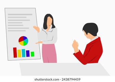 Business team collaboration discussing working analyzing with data, presentation and brainstorming to strategy planning making profit of company. Rainbow diagrams. Businessman and businesswoman. - Powered by Shutterstock