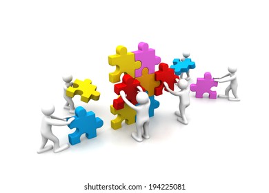 Business Teamwork Building Puzzles Together Stock Illustration ...