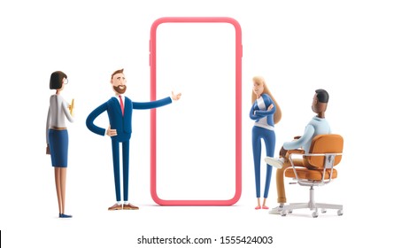 Business teamwork concept. 3d illustration.  Cartoon characters. Application development and social media concept on white background. - Powered by Shutterstock