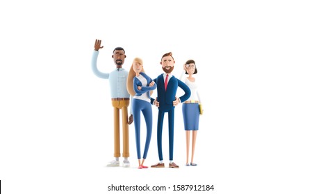 Business teamwork concept. 3d illustration.  Cartoon characters. A working team of professionals.