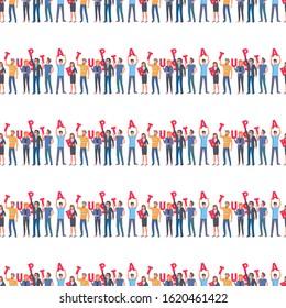 Business, teamwork and startup seamless pattern raster. Colleagues and cooperation, project and co-working, office workers in group endless texture