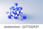 Business teamworkconcept - cube assembling from blocks. 3d rendering