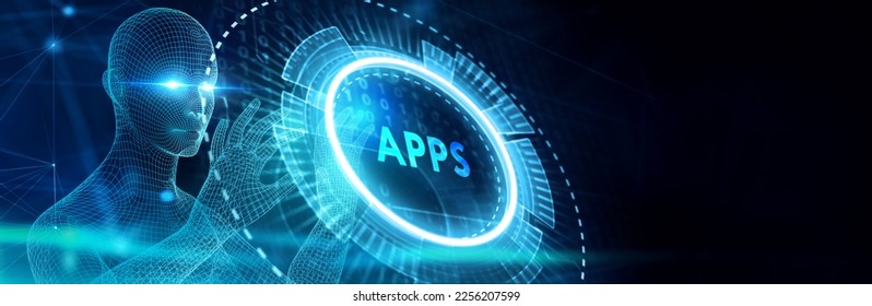 Business, Technology, Internet and network concept. APPS abbreviation.Modern technology concept. 3d illustration