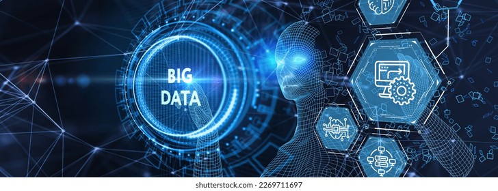 Business, Technology, Internet and network concept. Big Data Internet Information. 3d illustration