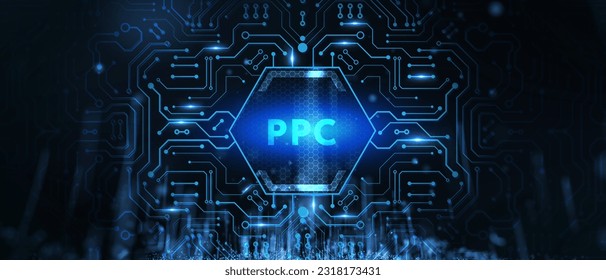 Business, Technology, Internet and network concept. PPC Pay per click payment. Technology digital marketing. 3d illustration