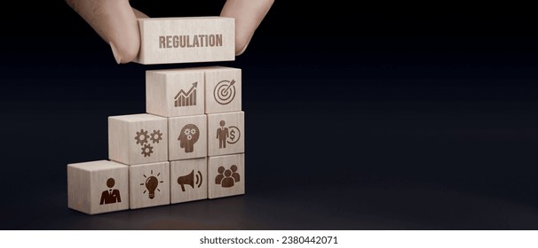 Business, Technology, Internet and network concept. Regulation Compliance Rules Law Standard. 3d illustration