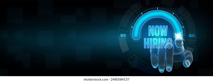 Business, Technology, Internet and network concept. NOW HIRING inscription, modern technology business concept. 3d illustration - Powered by Shutterstock