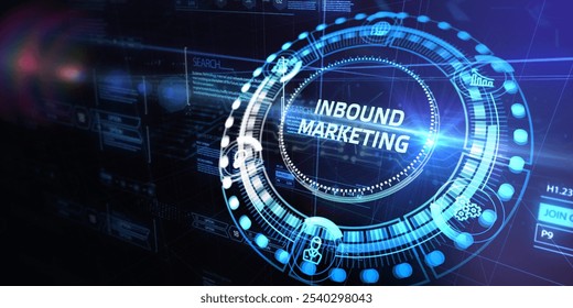 Business, technology, internet and network concept. Virtual screen of the future and sees the inscription: Inbound marketing. 3d illustration