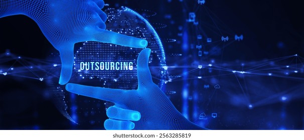 Business, Technology, Internet and network concept. Outsourcing Human Resources. 3d illustration