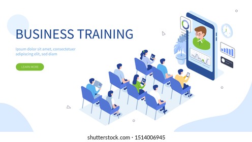 Business training or courses concept. Can use for web banner, infographics, hero images. Flat isometric illustration isolated on white background. - Powered by Shutterstock