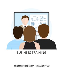 Business Training Icon Flat Design Concept Isolated On White