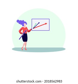 Business woman, dressed in a red blouse and dark skirt, holds a pencil in one hand and a tablet with abstract growth charts in the other. - Powered by Shutterstock