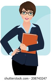 Vector Illustration Pretty Young Business Woman Stock Vector (Royalty ...