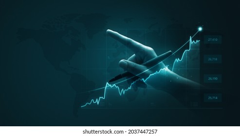 Businessman analysis finance graph and market chart investment business exchange money currency of growth economy stock on trade background with success global economic information earnings profit. - Shutterstock ID 2037447257