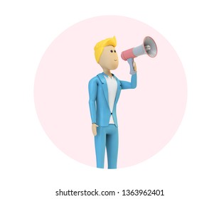 Isolated Male Cartoon Character Speaker 3d Stock Illustration 1363236491