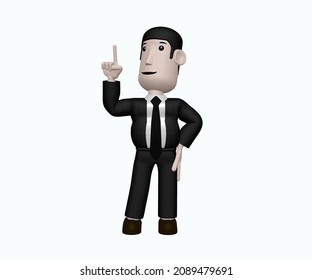 Businessman character pointing up illustration 3D image isolated white background