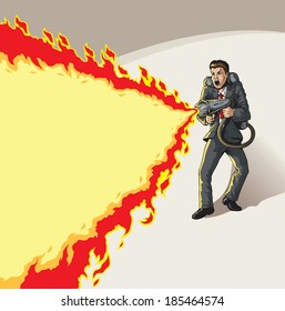 Businessman With Flame Thrower