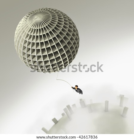 businessman flight on balloon