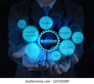 businessman hand shows gear business success chart concept - Powered by Shutterstock