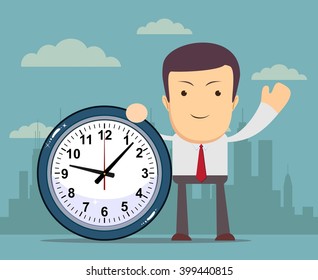 Businessman Holding Clock Which Showing How Stock Illustration ...