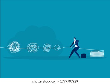 businessman manage  Problems solution creative design of brain with and order in thoughts concept. 