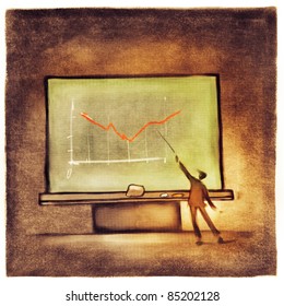 Businessman Pointing At The Chart On Business Presentation (stylized Loose Painting)