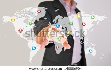 Businessman pressing an imaginary button