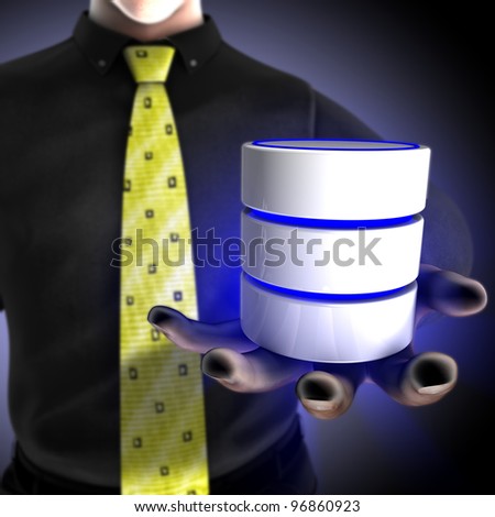 Businessman providing a database