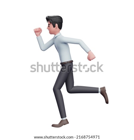 businessman in rush, 3D render businessman character illustration