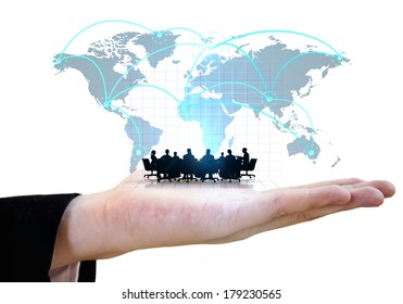 Businessman Showing Global Team Meeting