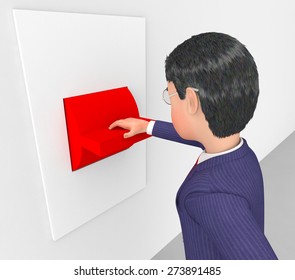 Businessman With Switch Indicating Button Decides And Control
