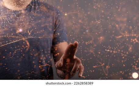 Businessman using data network with his fingers