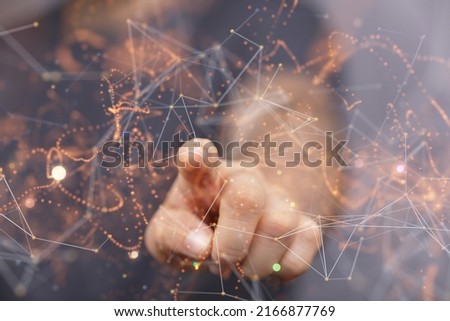 Businessman using data network with his fingers