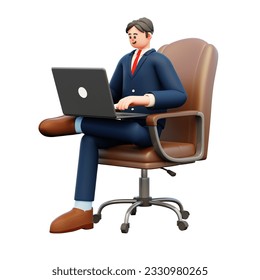 businessman using laptop while sit
